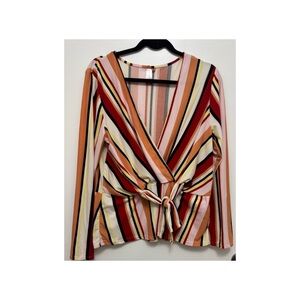 No Boundaries Multicolor Striped Wrap Blouse